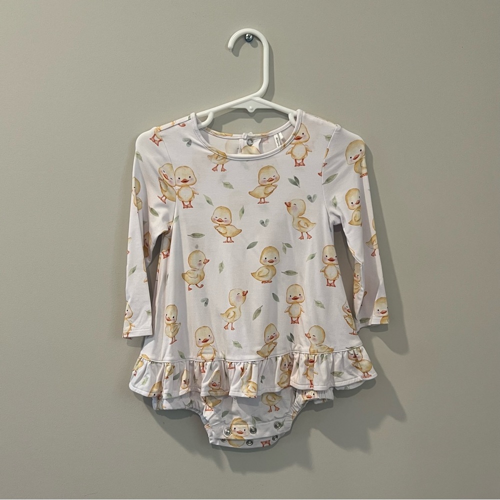 Posh Peanut Parz Vadim Long Sleeve Ruffled Bodysuit Dress